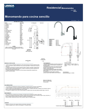 Monomando Para Cocina 9480.2 Color Negro Urrea-V ID-2094275