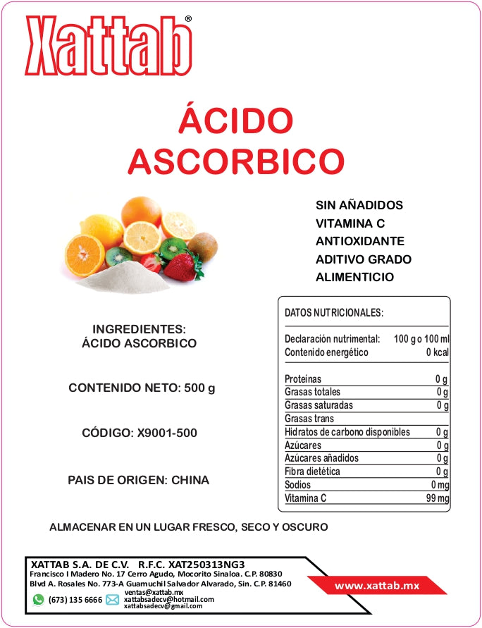 Acido Ascorbico Granel 500 Gramos Xattab