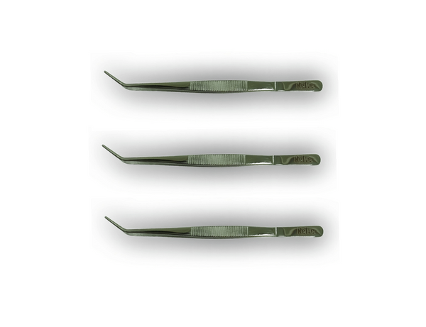 Pinza de Disección Curva C/seguro Acero Inox Paq con 3 Kelve