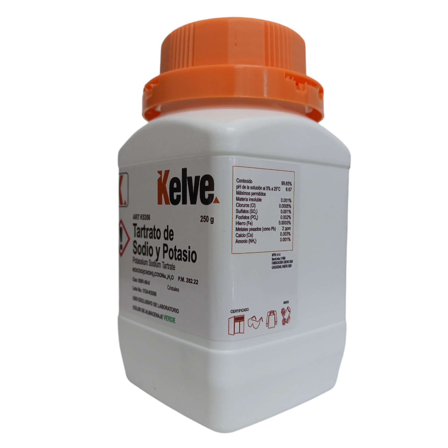 Tartrato De Sodio Y Potasio R. A. De 250 G Kelve ID-3200536