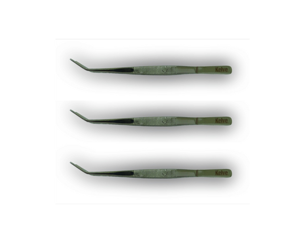 Pinza de Disección Curva Acero Inoxidable Paq con 3 Kelve