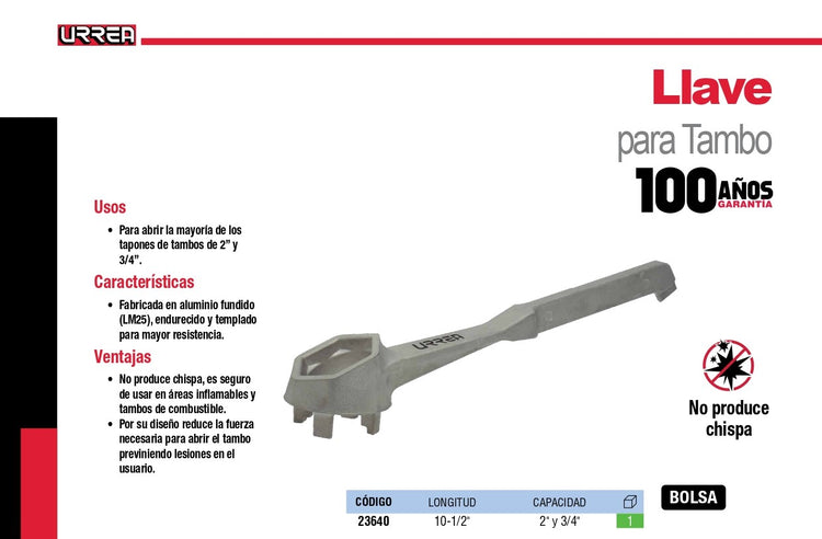 Llave Para Tapa De Tambo 23640 Urrea-H ID-2030700