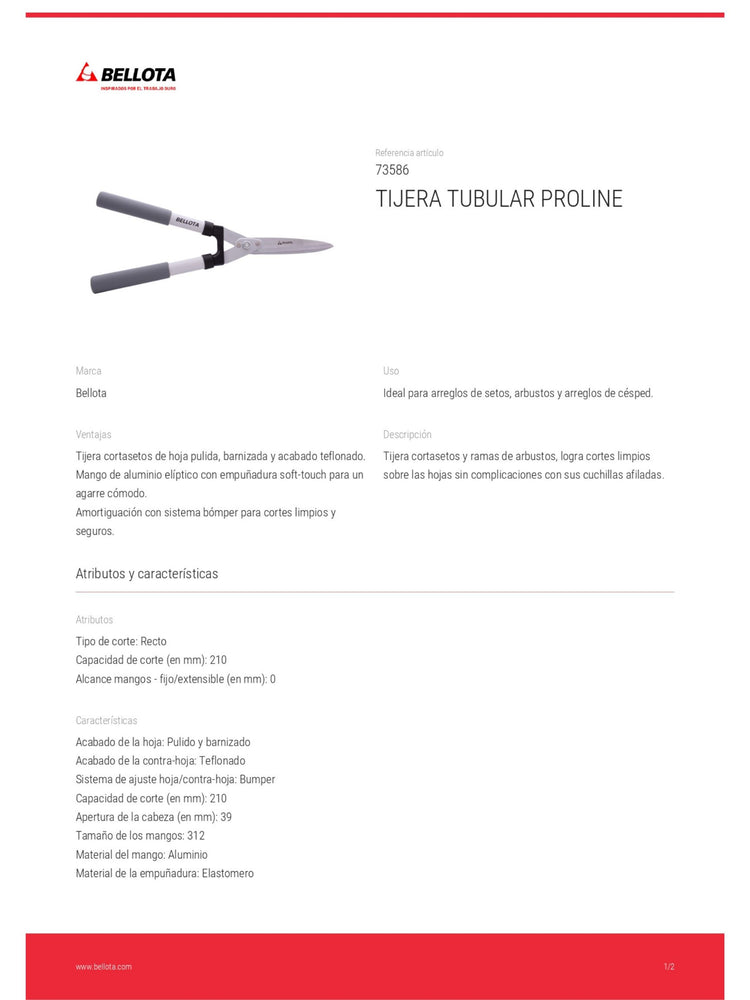 Tijera Corta Setos Tubular 10 In 73586 Bellota ID-2052785