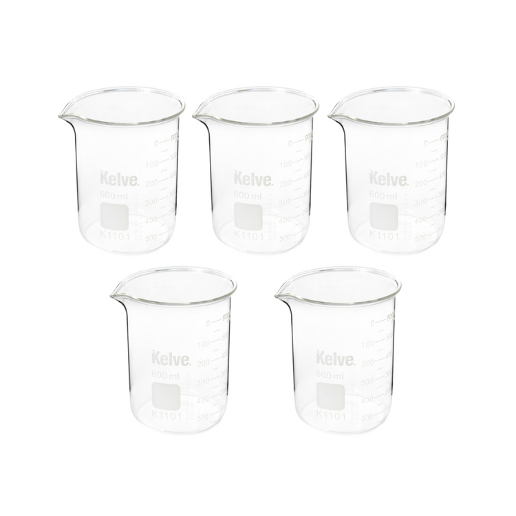 Vaso Precipitado De Vidrio 600 Ml Kelve Paq C/5 ID-3398368