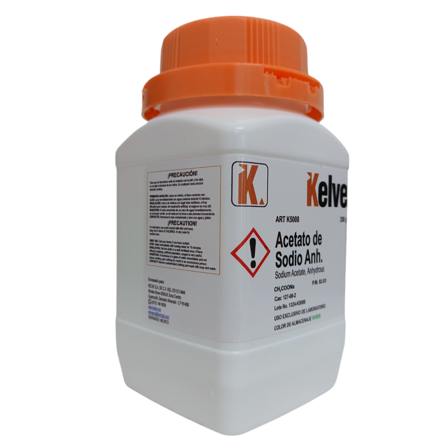 Acetato De Sodio Anhidro R. A. De 250 G Kelve ID-3210919