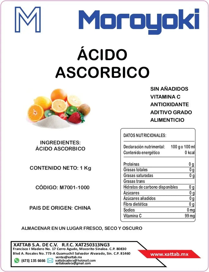 Ácido Ascorbico Granel 1 Kilogramo Moroyoki M7001