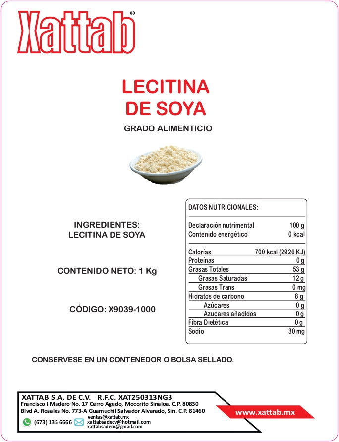 Lecitina De Soya Polvo 1 kilogramo Xattab