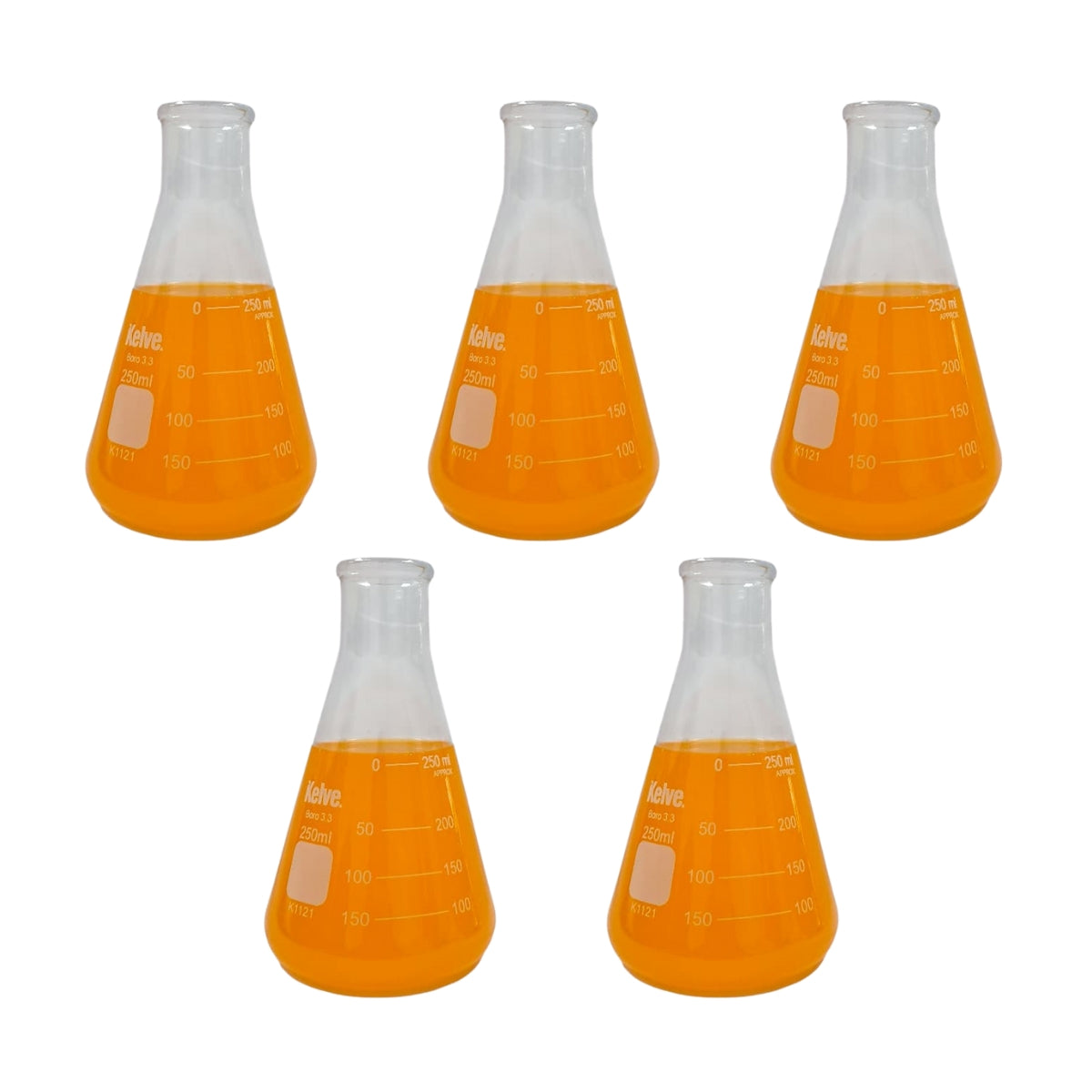 Matraz Erlenmeyer 250 Ml Vidrio Kelve K1121 Paq C/5