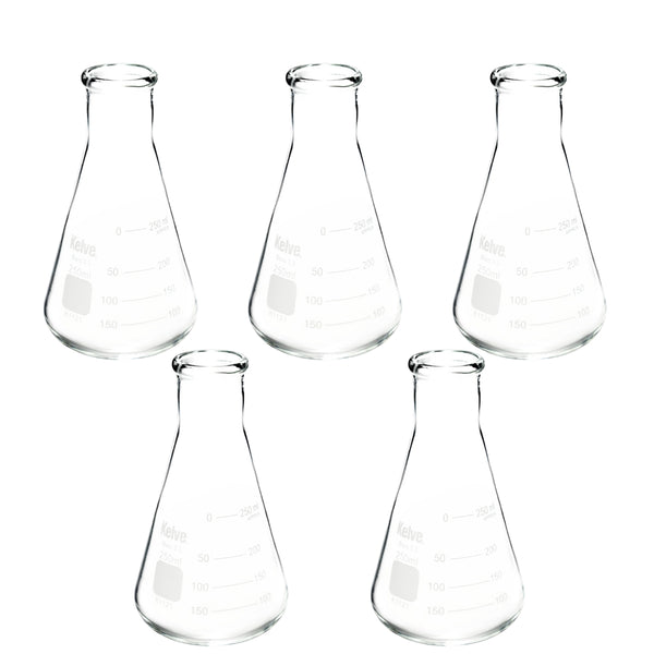 Matraz Erlenmeyer 250 Ml Vidrio Kelve K1121 Paquete Con 5
