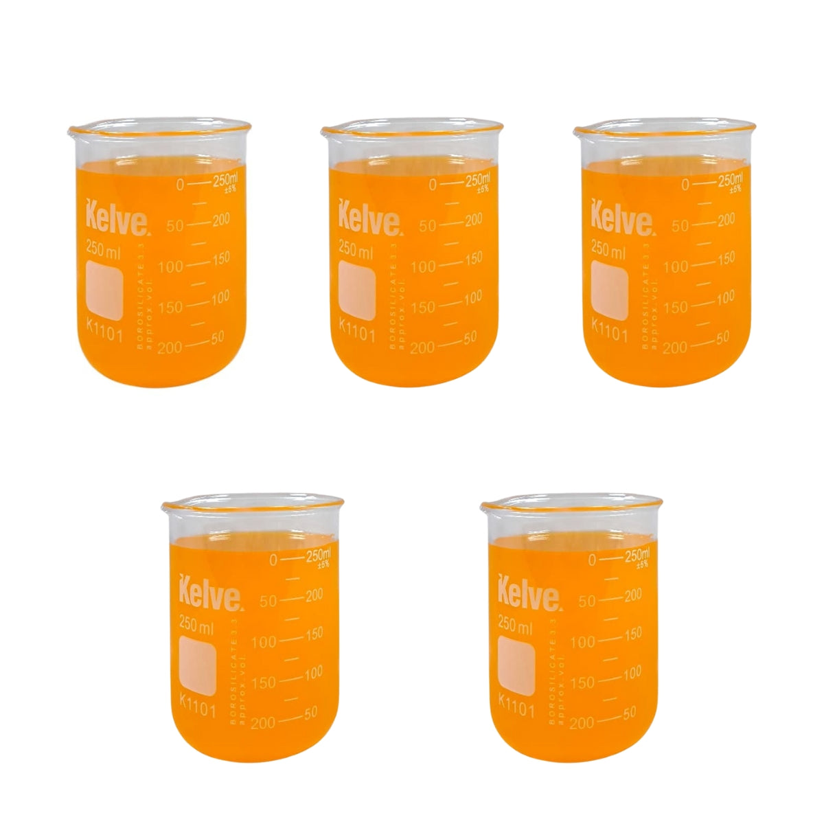 Vaso Precipitado De Vidrio 250 Ml Kelve K1101 Paq C/5