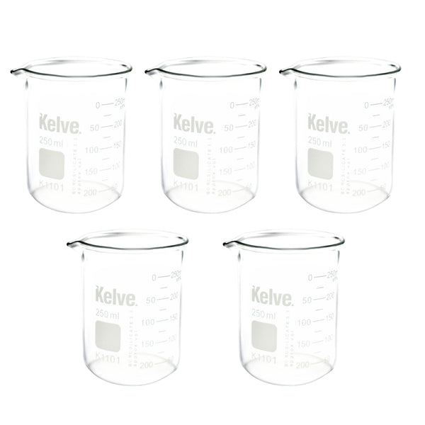 Vaso Precipitado De Vidrio 250 Ml Kelve K1101 Paq C/5