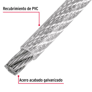 Cable Acero Recubierto Pvc 1/4 7X19 Hilos 75 Mt 44224 Fiero ID-2783483